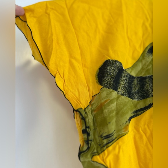 Vintage Elok Batik Yellow and Black Midi Dress with Animal Print Size OS - Picture 8 of 12